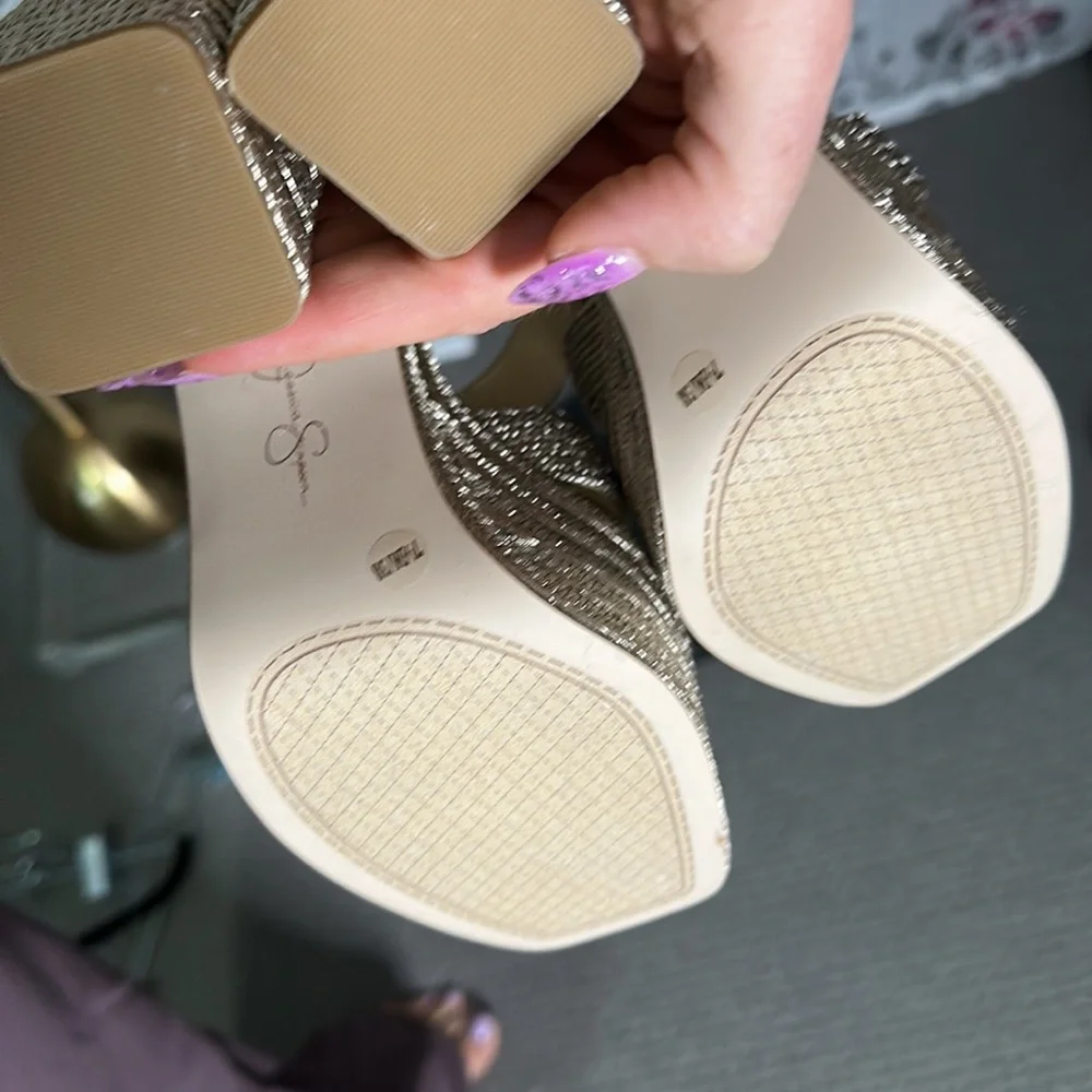 Jessica Simpson Metallic Silver Woven Platform Sandals